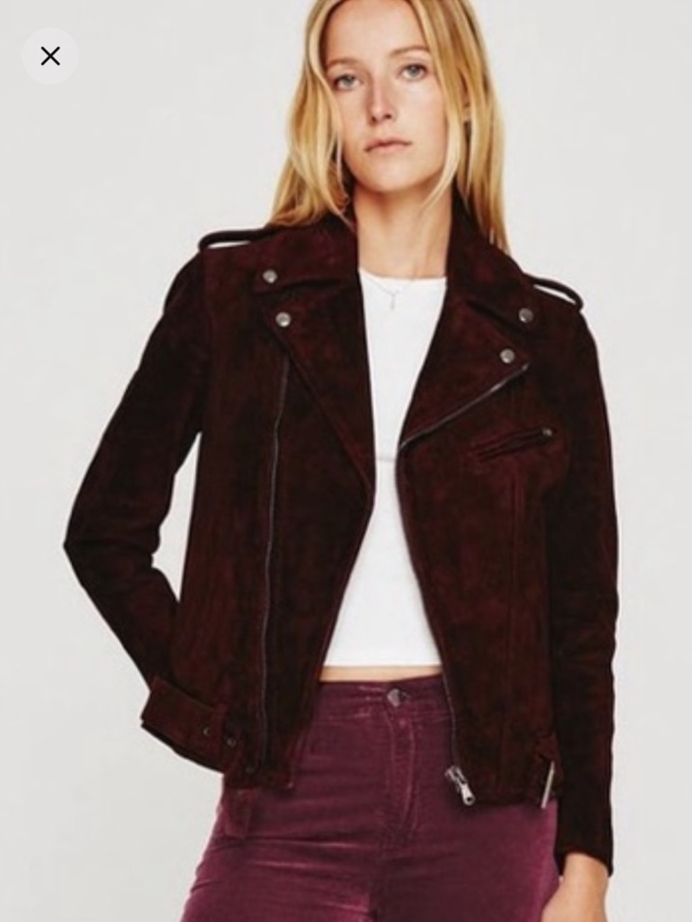 Ag Adriano goldshmeid / rory moto jacket in spiced rum maroon suede L
